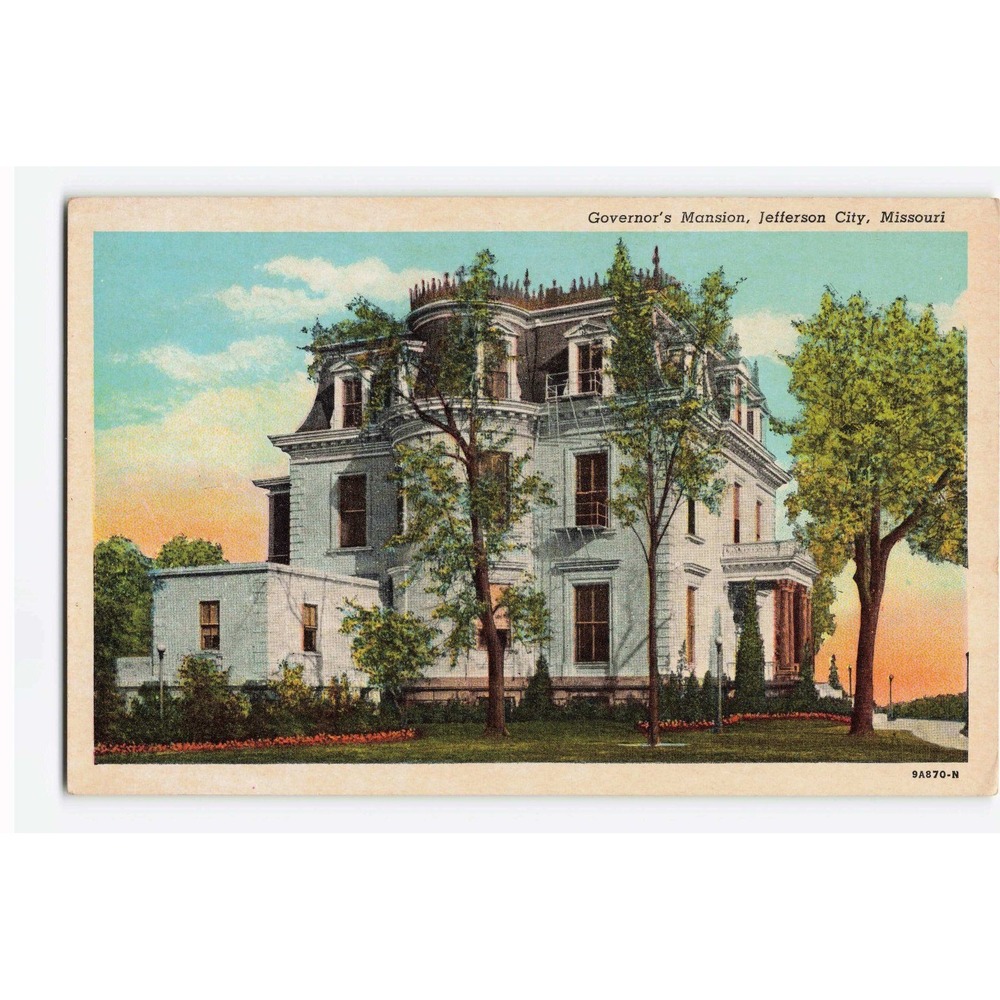 Vintage Governors Mansion Jefferson City Missouri Linen Postcard 9A870-N